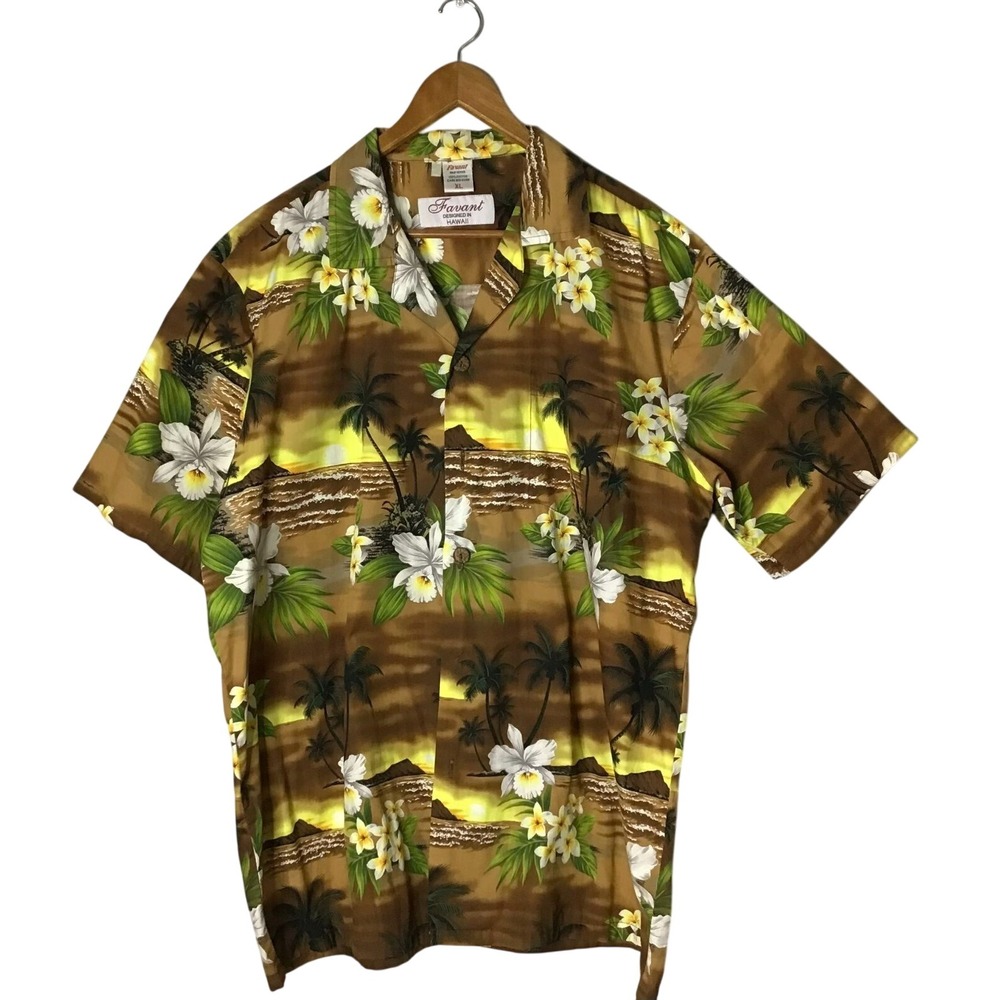 Favant Vintage Mens Multicolor Button Up Floral Collared Hawaiian Shirt Size XL